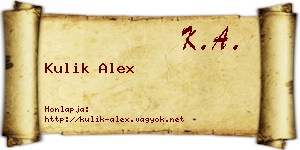 Kulik Alex névjegykártya